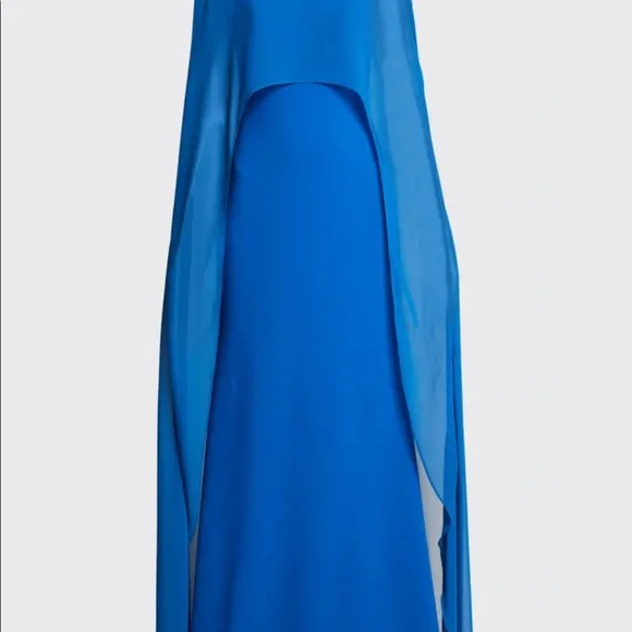 NWT BADGLEY MISCHKA GEORGETTE CAPE GOWN - Picture 10 of 16